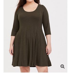 Torrid BNWT Olive Plush Skater Dress